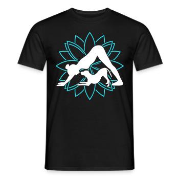 Yoga Dog Meditation Dog Lotus Flower - Men's T-Shirt - black - Front - AI Model Male 178 light (178cm)