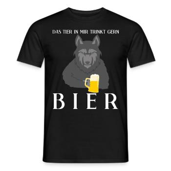 Wolf mit Bier Natur Wölfe - Männer T-Shirt - Schwarz - Vorne - AI Model Male 178 light (178cm)