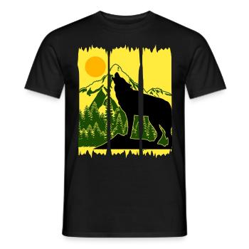Wolf Natur Wandern Berge Wald - Männer T-Shirt - Schwarz - Vorne - AI Model Male 178 light (178cm)