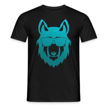 Loup avec des lunettes de soleil - T-shirt homme - noir - Devant - AI Model Male 178 light (178cm)