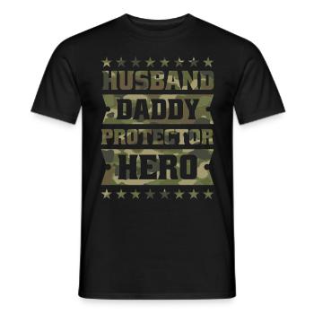 Mari papa protecteur héros. - T-shirt homme - noir - Devant - AI Model Male 178 light (178cm)