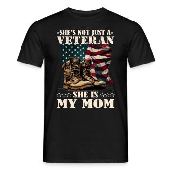 Maman vétéran - Vétéran - Soldat - T-shirt homme - noir - Devant - AI Model Male 178 light (178cm)