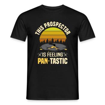 Chemises panoramiques dorées | Dons d’or miniers d’or - T-shirt homme - noir - Devant - AI Model Male 178 light (178cm)