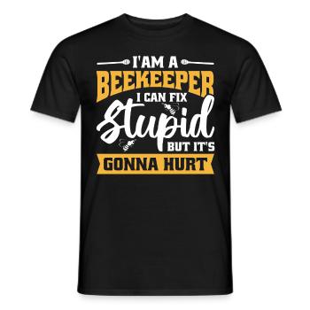 Je suis un apiculteur je peux réparer stupide mais - T-shirt homme - noir - Devant - AI Model Male 178 light (178cm)