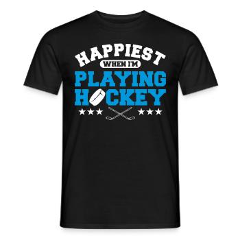 Le plus heureux quand je joue au hockey - T-shirt homme - noir - Devant - AI Model Male 178 light (178cm)