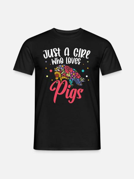 Une fille aime les cochons - T-shirt homme - noir