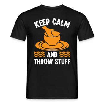 Keep Calm and throw Stuff - Men's T-Shirt - black - Front - AI Model Male 178 light (178cm)