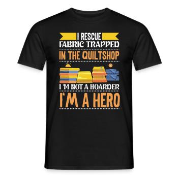 I rescue Fabric Trapped in the Quiltshop - Men's T-Shirt - black - Front - AI Model Male 178 light (178cm)
