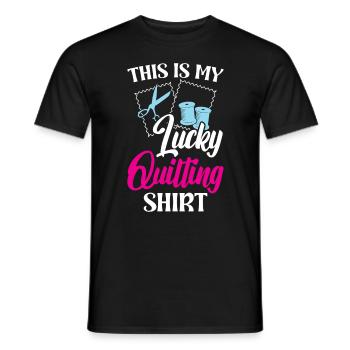 This is my lucky Quilting - Men's T-Shirt - black - Front - AI Model Male 178 light (178cm)