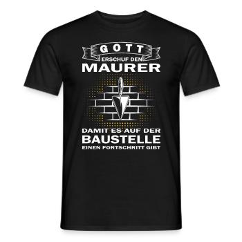 Gott erschuf den Maurer - Baustellen Handwerker - Männer T-Shirt - Schwarz - Vorne - AI Model Male 178 light (178cm)