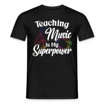 Teaching Music is my Superpower - Männer T-Shirt - Schwarz - Vorne - AI Model Male 178 light (178cm)