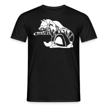 Wandern Zelten Outdoor Bär Trekking - Männer T-Shirt - Schwarz - Vorne - AI Model Male 178 light (178cm)
