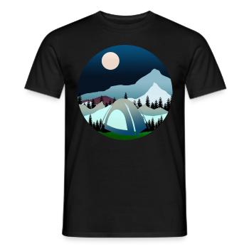 Hiking Camping Mountaineering Trekking - Men's T-Shirt - black - Front - AI Model Male 178 light (178cm)