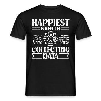 Le plus heureux quand je collecte des données - T-shirt homme - noir - Devant - AI Model Male 178 light (178cm)