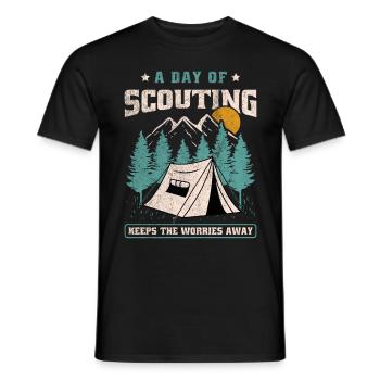 A Day Of Scouting Keeps The Worries Away - Men's T-Shirt - black - Front - AI Model Male 178 light (178cm)