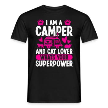 I'm a Camper and Cat Llover what's your - Men's T-Shirt - black - Front - AI Model Male 178 light (178cm)