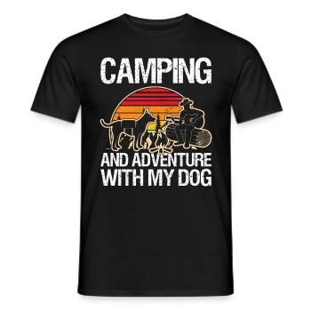 Camping at Adventure with my Dog - Men's T-Shirt - black - Front - AI Model Male 178 light (178cm)