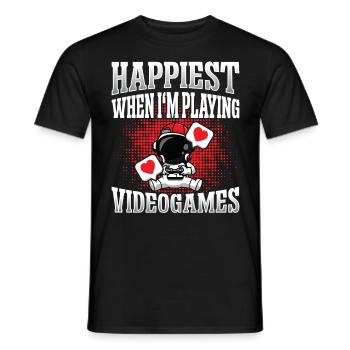 Happiest when i'm Playing Videogames - Männer T-Shirt - Schwarz - Vorne - AI Model Male 178 light (178cm)