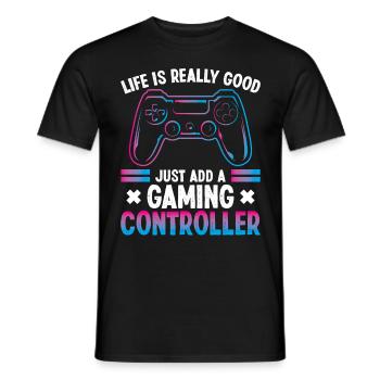La vie est vraiment belle il suffit d’ajouter un jeu - T-shirt homme - noir - Devant - AI Model Male 178 light (178cm)
