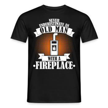 Fireplace Stove Woodburning stove Firewood - Men's T-Shirt - black - Front - AI Model Male 178 light (178cm)