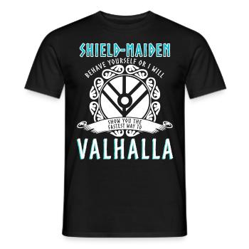 Schildmaid saying Vikings - Men's T-Shirt - black - Front - AI Model Male 178 light (178cm)