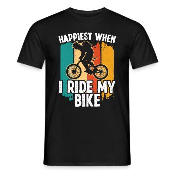 Happiest when i ride my Bike - Männer T-Shirt - Schwarz - Vorne - AI Model Male 178 light (178cm)