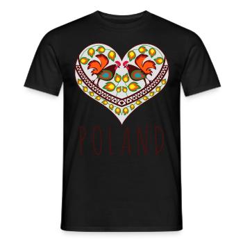 Pologne cœur polonais traditionnel - T-shirt homme - noir - Devant - AI Model Male 178 light (178cm)