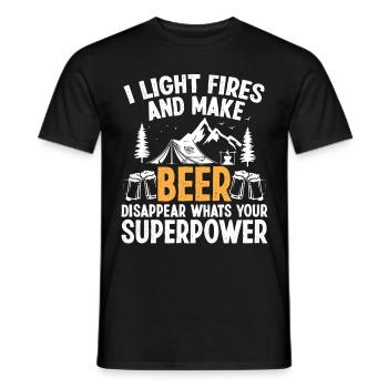 I light Fires and make Beer disappear - Men's T-Shirt - black - Front - AI Model Male 178 light (178cm)