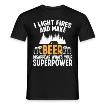 I light Fires and make Beer disappear - Men's T-Shirt - black - Front - AI Model Male 178 light (178cm)