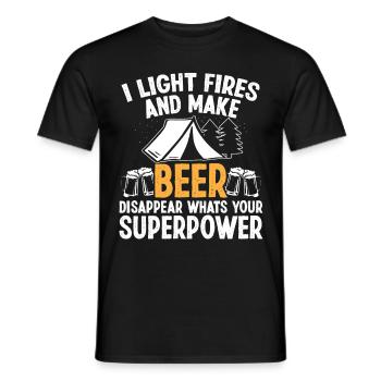 I light Fires and make Beer disappear - Men's T-Shirt - black - Front - AI Model Male 178 light (178cm)
