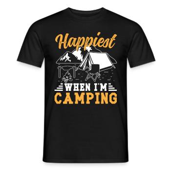 Le plus heureux quand je suis en camping - T-shirt homme - noir - Devant - AI Model Male 178 light (178cm)