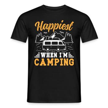 Le plus heureux quand je suis en camping - T-shirt homme - noir - Devant - AI Model Male 178 light (178cm)