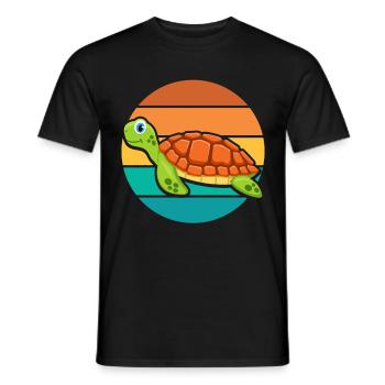 Retro turtle design / animal, gift idea - Men's T-Shirt - black - Front - AI Model Male 178 light (178cm)