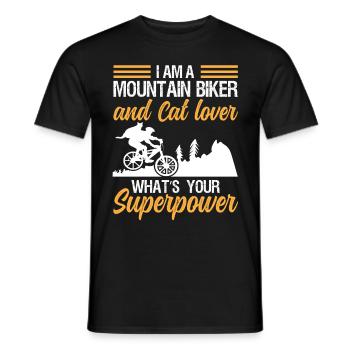 Vététiste et amoureux des chats superpuissance - T-shirt homme - noir - Devant - AI Model Male 178 light (178cm)