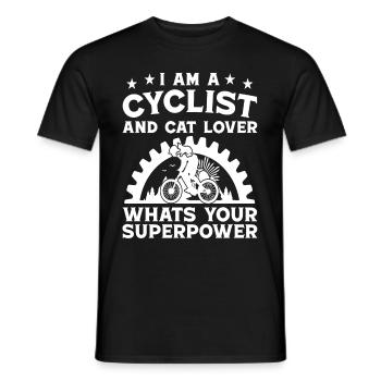 Vététiste et amoureux des chats superpuissance - T-shirt homme - noir - Devant - AI Model Male 178 light (178cm)