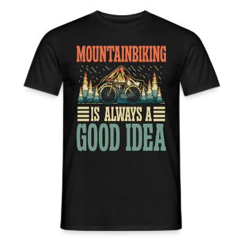 Mountain biking is always a good idea - Men's T-Shirt - black - Front - AI Model Male 178 light (178cm)