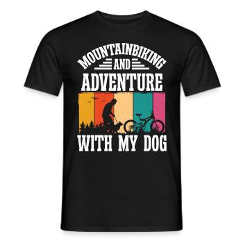 Mountainbiking and Adventure with Dog - Men's T-Shirt - black - Front - AI Model Male 178 light (178cm)