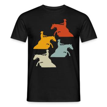 Équitation Reining Équitation western rétro - T-shirt homme - noir - Devant - AI Model Male 178 light (178cm)