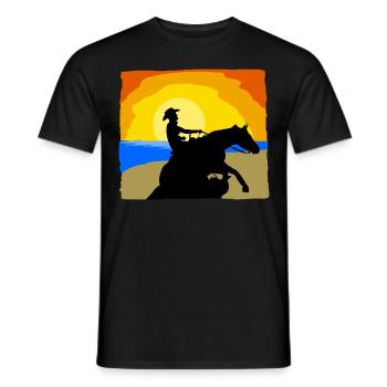 Reining Équitation Plage Western Riding - T-shirt homme - noir - Devant - AI Model Male 178 light (178cm)