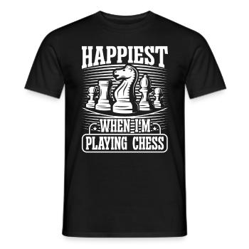 Le plus heureux quand je joue aux échecs - T-shirt homme - noir - Devant - AI Model Male 178 light (178cm)