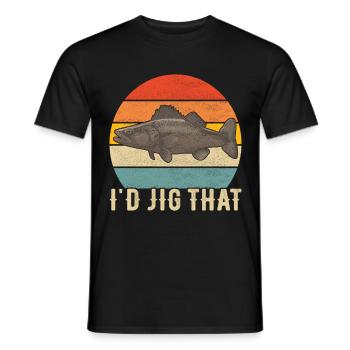 Pêcheurs à la ligne de pêche au doré jaune - T-shirt homme - noir - Devant - AI Model Male 178 light (178cm)