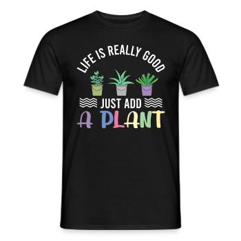 La vie est vraiment belle il suffit d’ajouter une plante - T-shirt homme - noir - Devant - AI Model Male 178 light (178cm)
