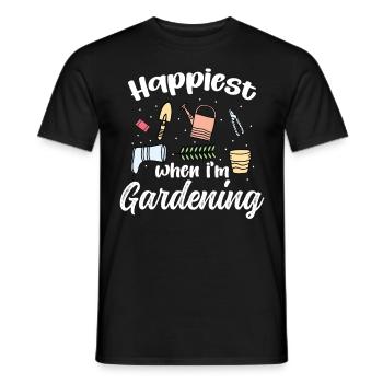 Le plus heureux quand je jardine - T-shirt homme - noir - Devant - AI Model Male 178 light (178cm)