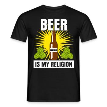 Beer is my Religion - Men's T-Shirt - black - Front - AI Model Male 178 light (178cm)