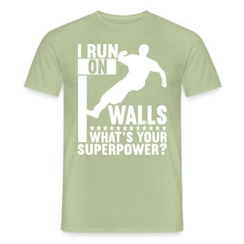 Parkour Freerunning - Men's T-Shirt - sage - Front - AI Model Male 178 light (178cm)