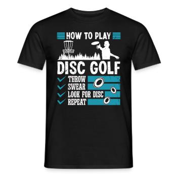 How to play Disc Golf - Men's T-Shirt - black - Front - AI Model Male 178 light (178cm)