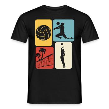 Beach Volleyball retro Volleyballspieler - Männer T-Shirt - Schwarz - Vorne - AI Model Male 178 light (178cm)