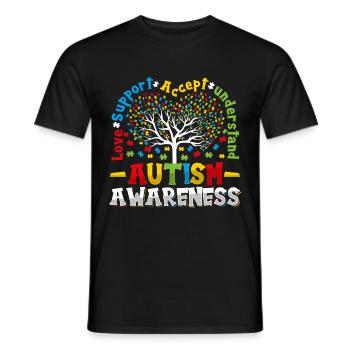 Love support accept understand autism - Men's T-Shirt - black - Front - AI Model Male 178 light (178cm)
