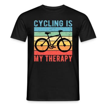 Cyclist Bicycle Cycling Is My Therapy - Men's T-Shirt - black - Front - AI Model Male 178 light (178cm)