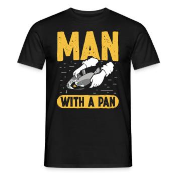 Man with a Pan - Männer T-Shirt - Schwarz - Vorne - AI Model Male 178 light (178cm)